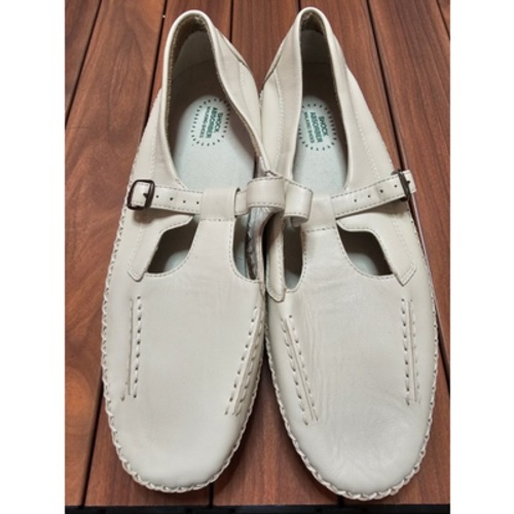 Propet Walking Shoes Off-White Leather T-Strap Women 9.5 Excellent
